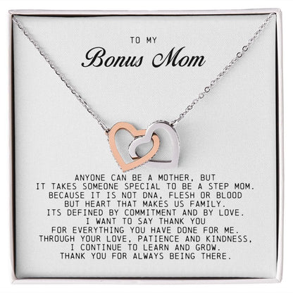 To My Bonus Mom, Interlocking Hearts Necklace