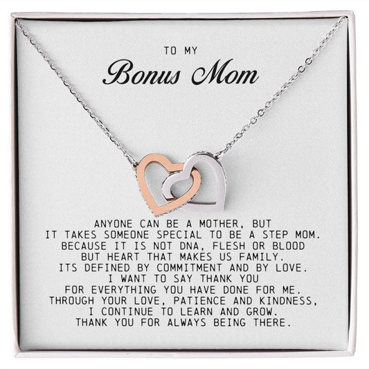 To My Bonus Mom, Interlocking Hearts Necklace