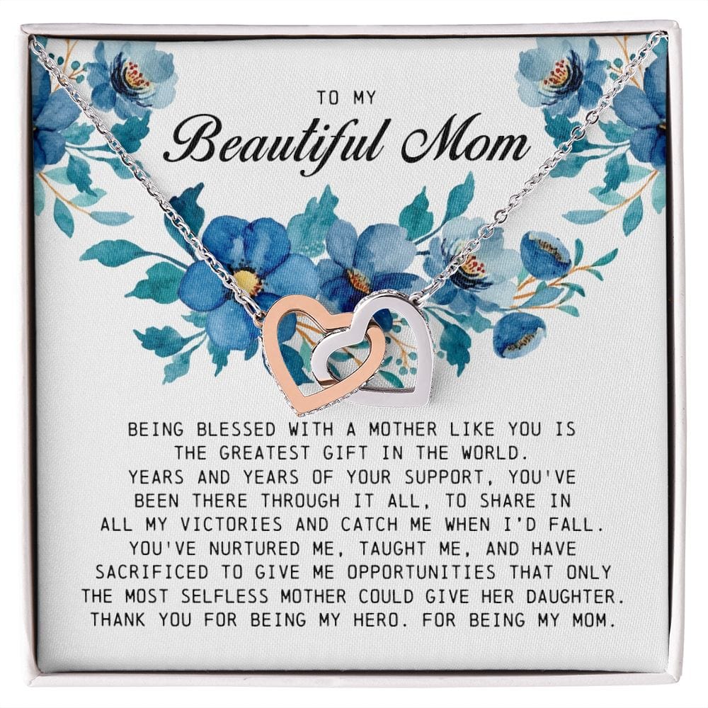 To My Beautiful Mom, Interlocking Hearts Necklace