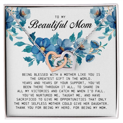 To My Beautiful Mom, Interlocking Hearts Necklace