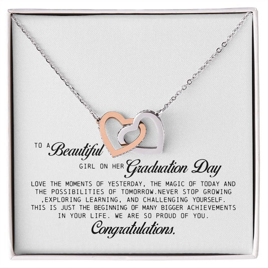 To a Beautiful Girl on Her Graduation Day, Interlocking Hearts Necklace