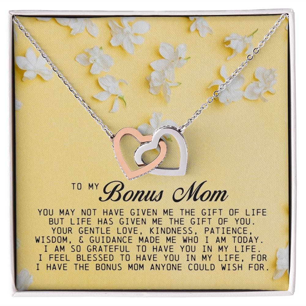 To My Bonus Mom, Interlocking Hearts Necklace