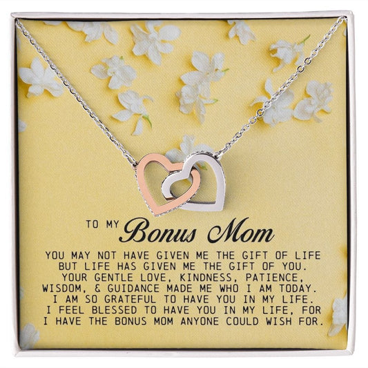 To My Bonus Mom, Interlocking Hearts Necklace