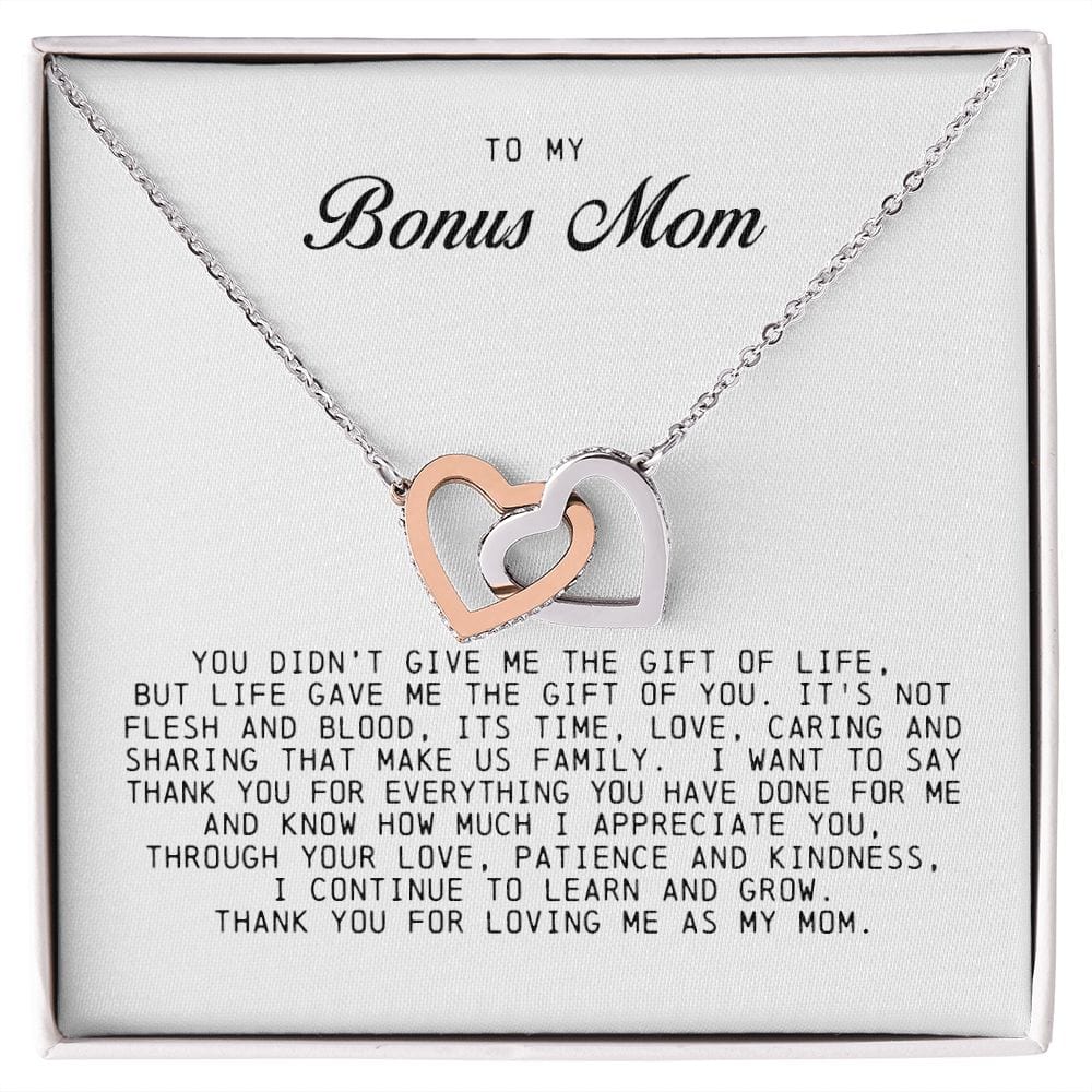To My Bonus Mom, Interlocking Hearts Necklace