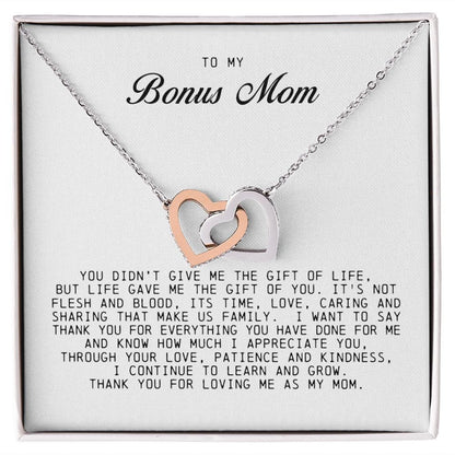 To My Bonus Mom, Interlocking Hearts Necklace