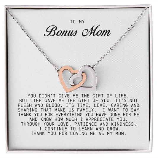 To My Bonus Mom, Interlocking Hearts Necklace