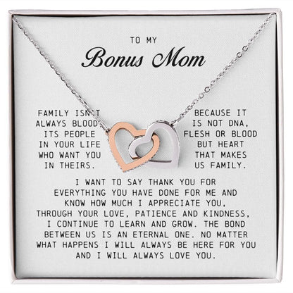 To My Bonus Mom, Interlocking Hearts Necklace