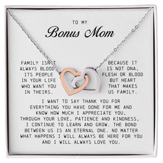 To My Bonus Mom, Interlocking Hearts Necklace