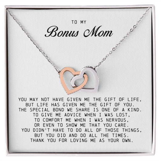 To My Bonus Mom, Interlocking Hearts Necklace