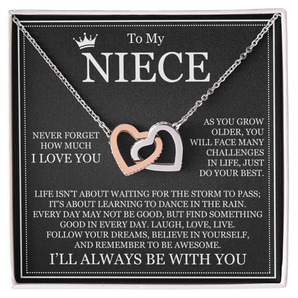 Interlocking Hearts Necklace - To My Niece "Never Forget How Much I Love You"