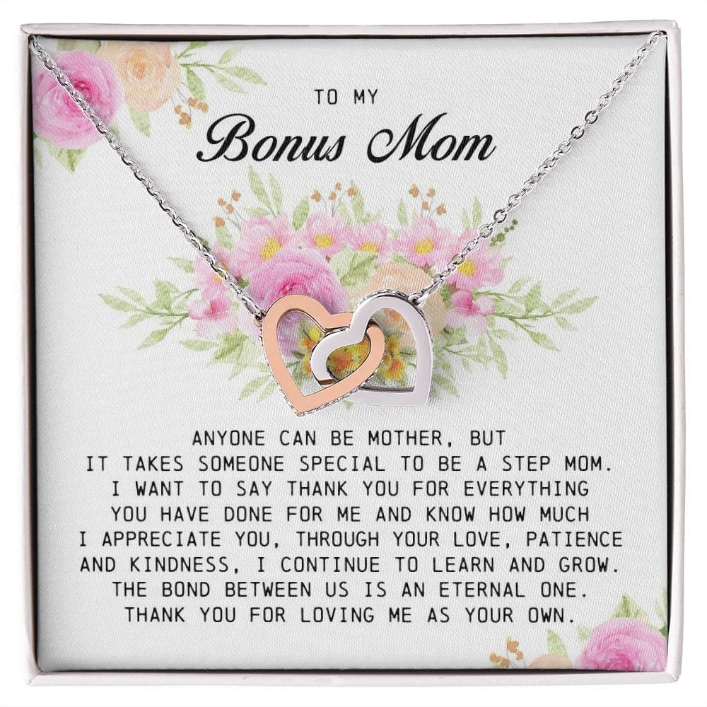 To My Bonus Mom, Interlocking Hearts Necklace