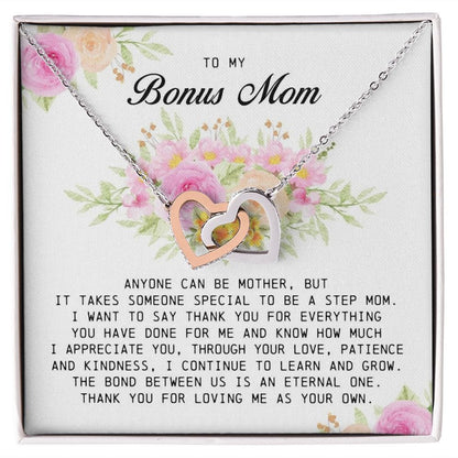 To My Bonus Mom, Interlocking Hearts Necklace
