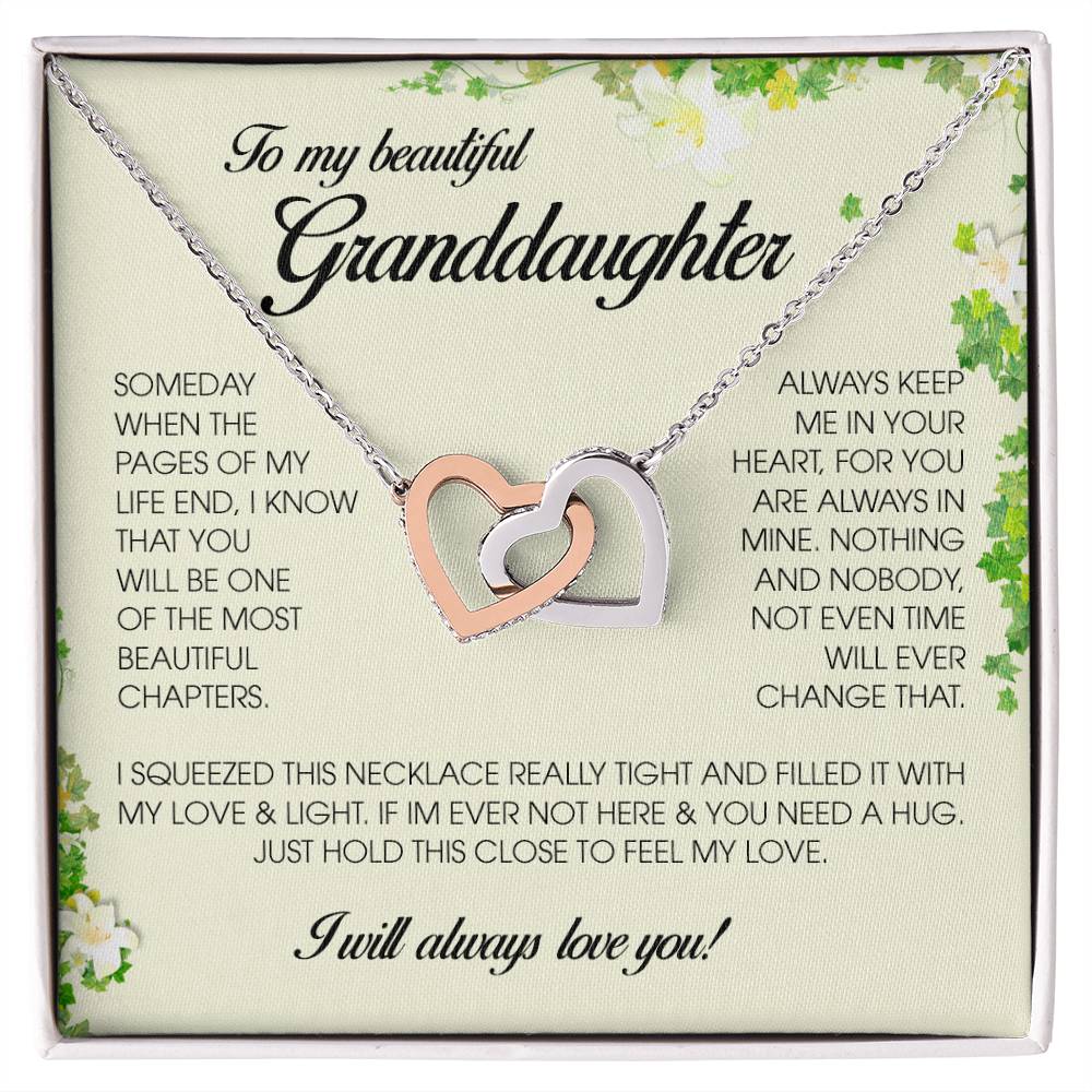 To My Beautiful Granddaughter, Interlocking Heart Necklace
