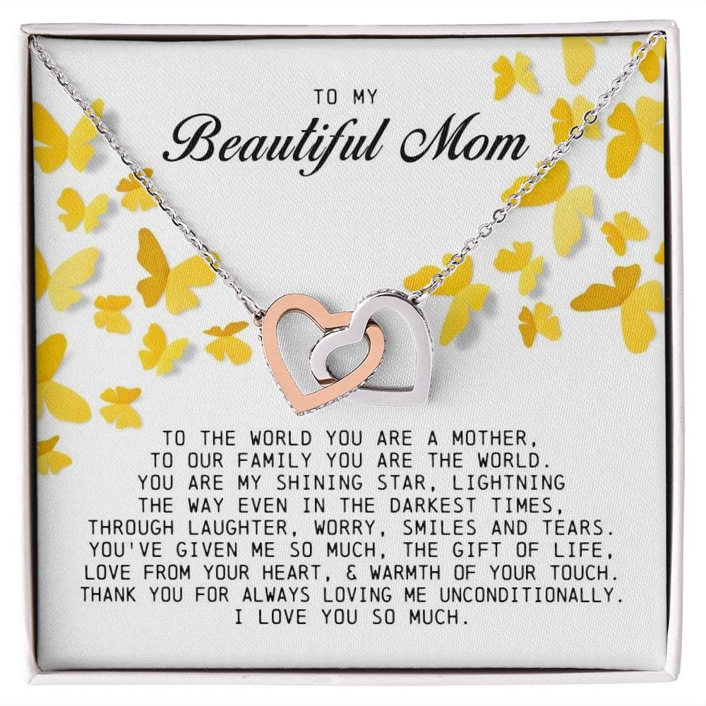 To my Beautiful Mom, Interlocking Hearts Necklace, Mother's Day Gift