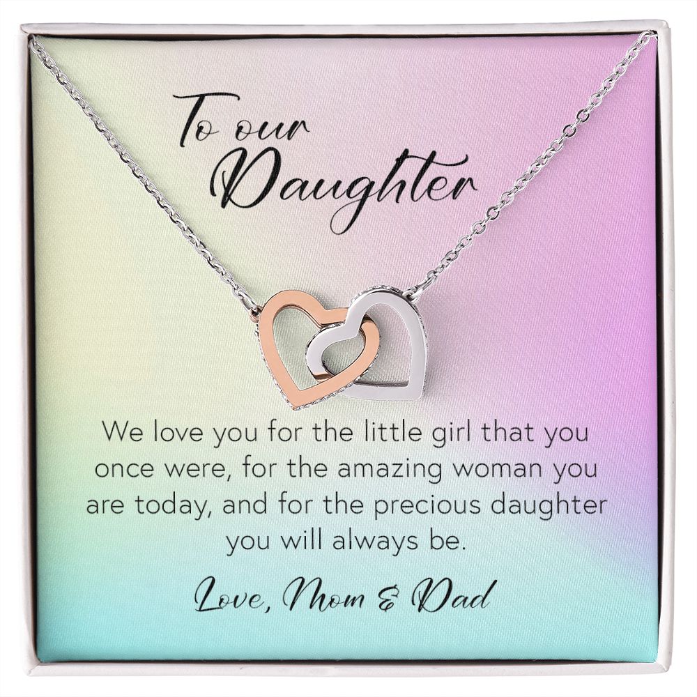Interlocking Hearts Necklace, To Our Daughter