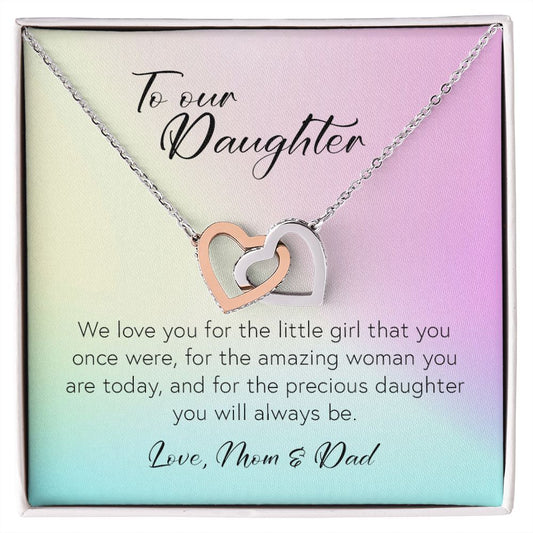 Interlocking Hearts Necklace, To Our Daughter