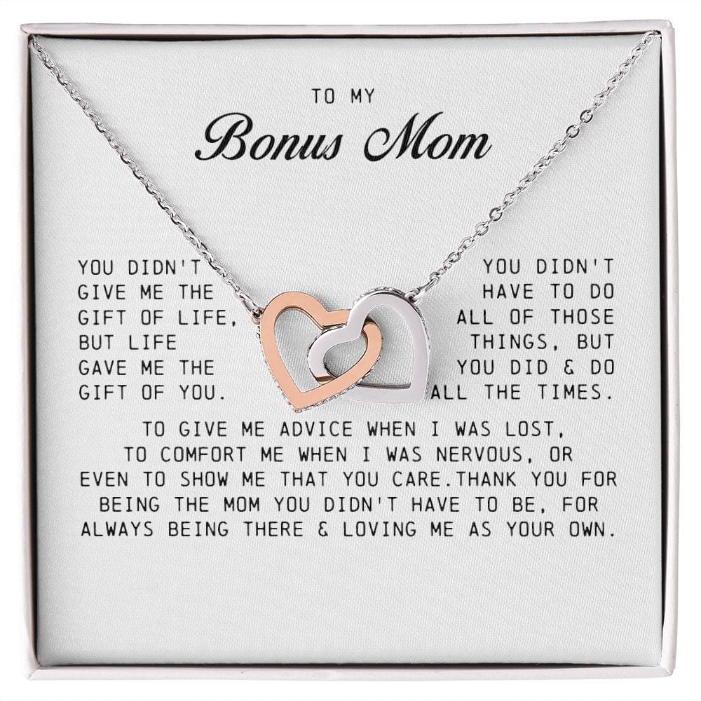 To My Bonus Mom, Interlocking Hearts Necklace