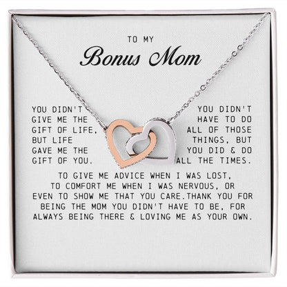 To My Bonus Mom, Interlocking Hearts Necklace