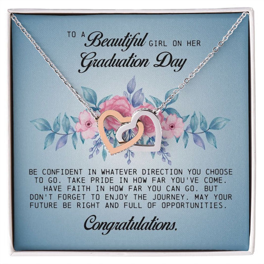 To a Beautiful Girl on Her Graduation Day, Interlocking Hearts Necklace