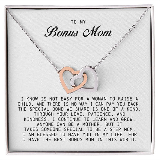 To My Bonus Mom, Interlocking Hearts Necklace