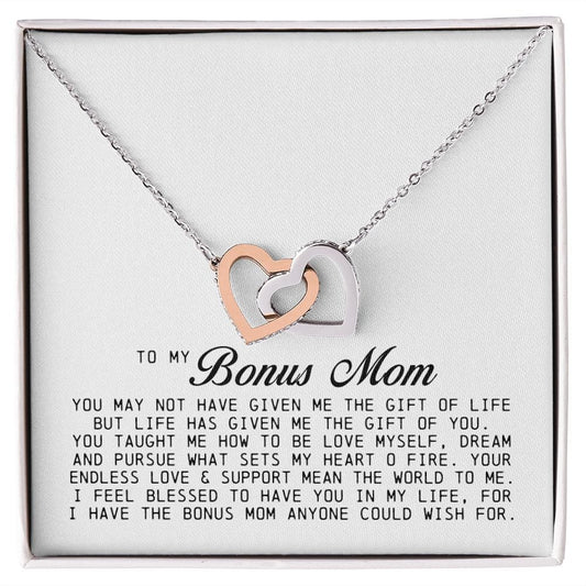 To My Bonus Mom, Interlocking Hearts Necklace