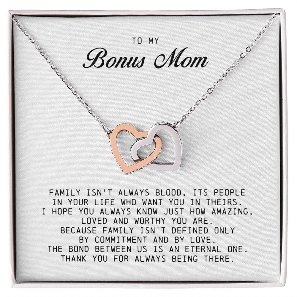 To My Bonus Mom, Interlocking Hearts Necklace