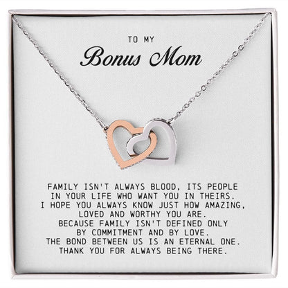 To My Bonus Mom, Interlocking Hearts Necklace