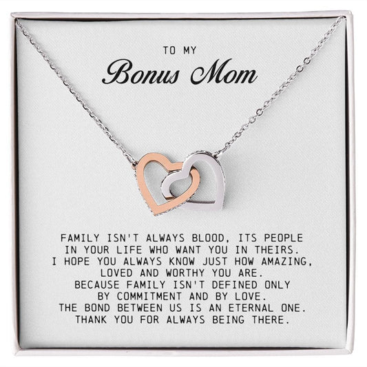To My Bonus Mom, Interlocking Hearts Necklace