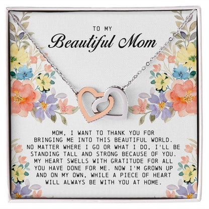 To My Beautiful Mom, Interlocking Hearts Necklace