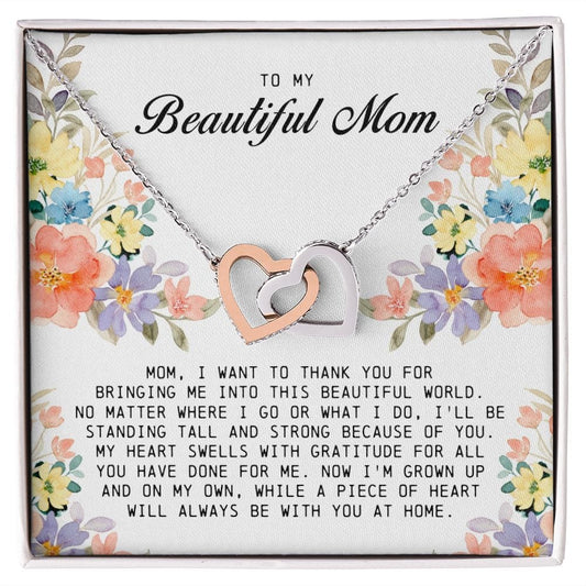 To My Beautiful Mom, Interlocking Hearts Necklace