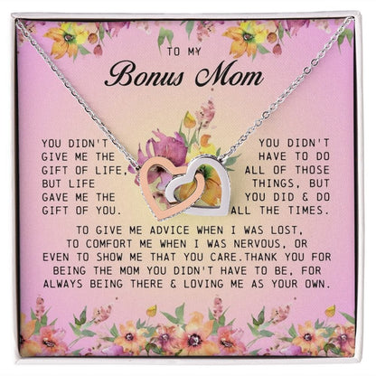 To My Bonus Mom, Interlocking Hearts Necklace