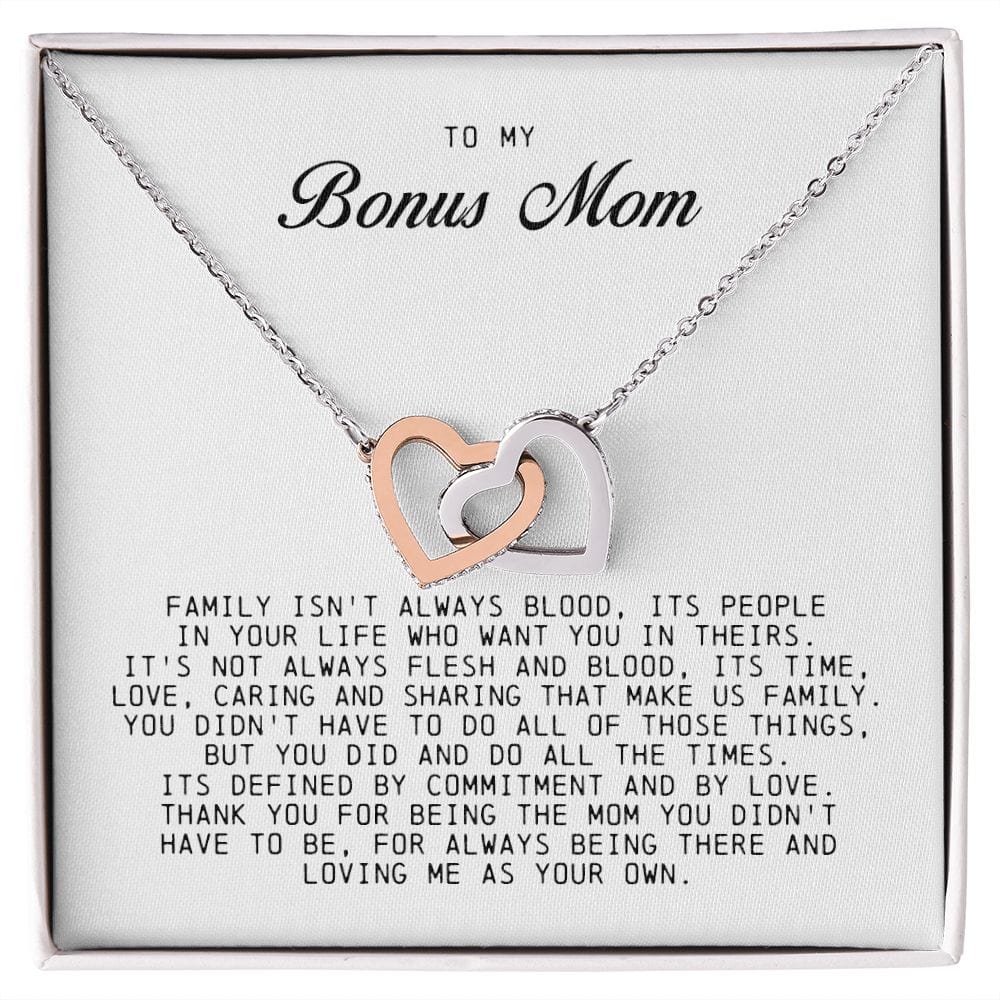 To My Bonus Mom, Interlocking Hearts Necklace