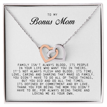 To My Bonus Mom, Interlocking Hearts Necklace