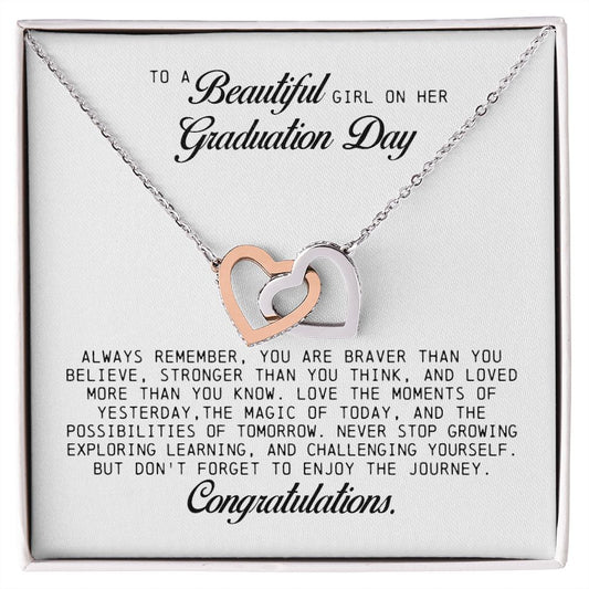 To a Beautiful Girl on Her Graduation Day, Interlocking Hearts Necklace