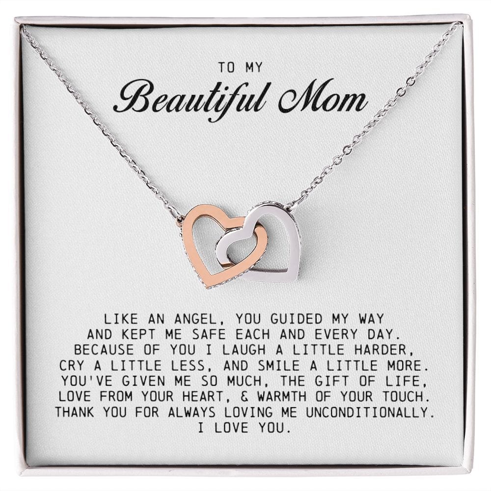 To my Beautiful Mom, Interlocking Hearts Necklace, Mother's Day Gift