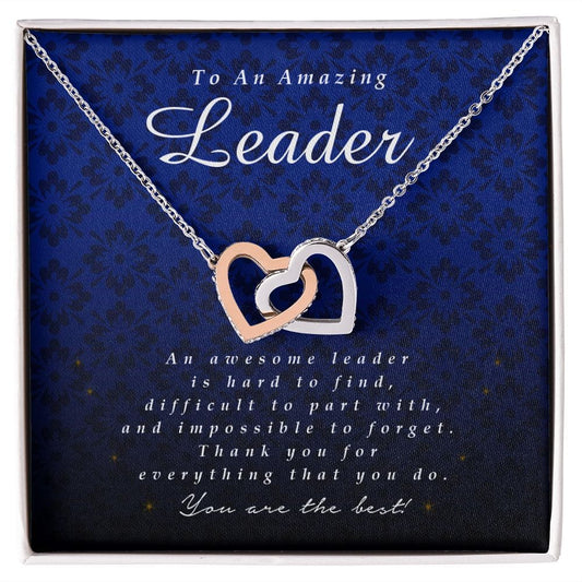 To An Amazing Leader, Interlocking Hearts Necklace