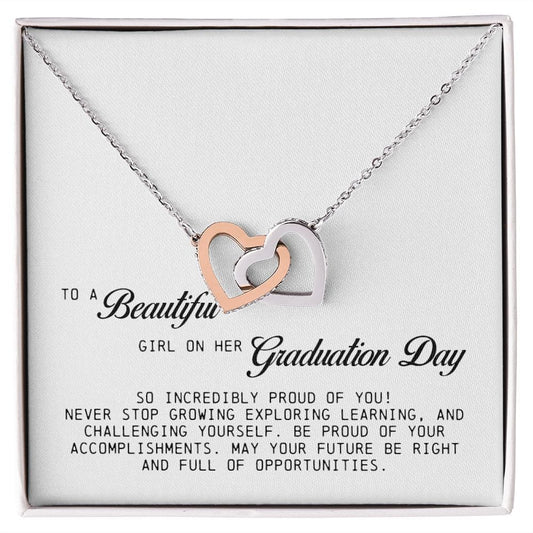 To a Beautiful Girl on Her Graduation Day, Interlocking Hearts Necklace