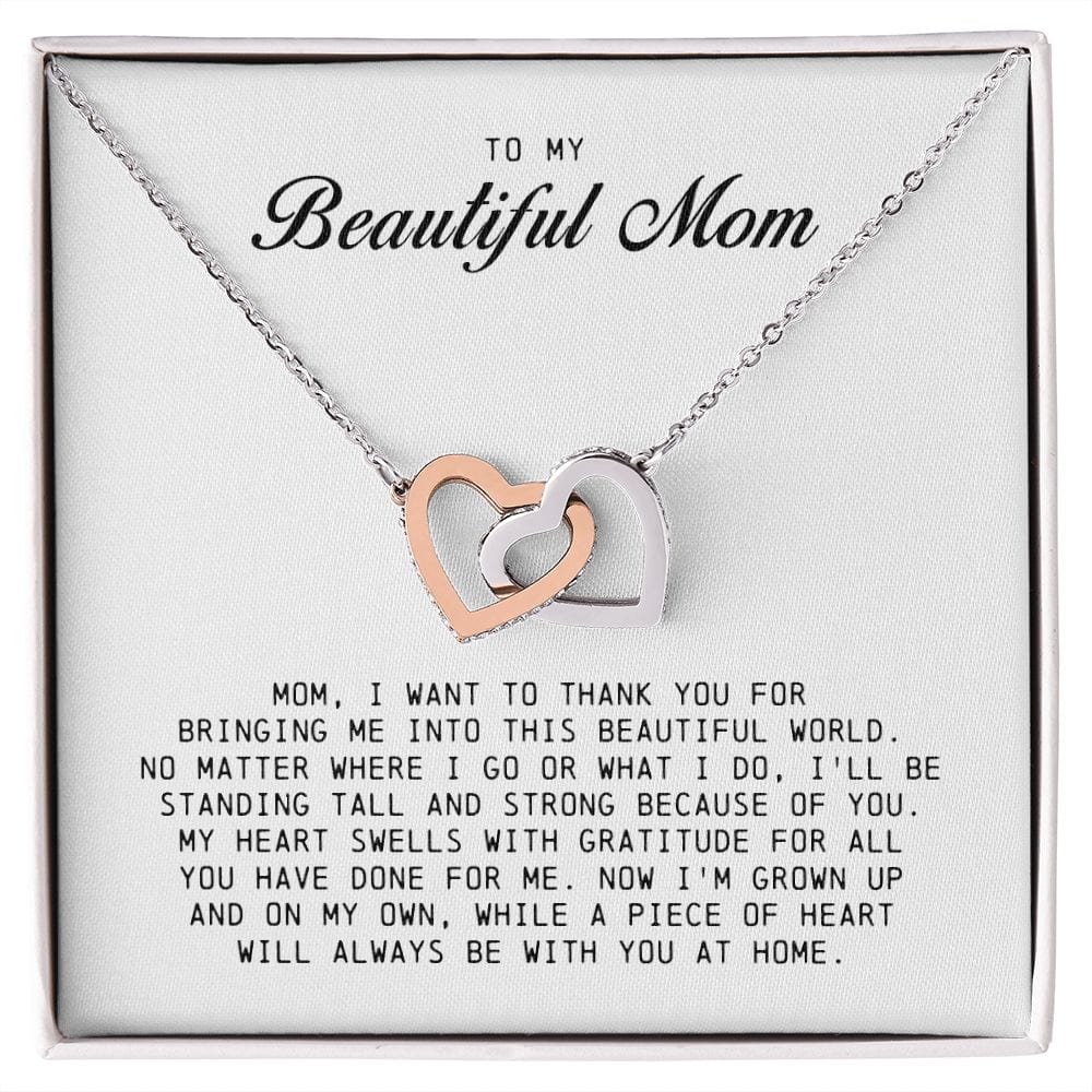 To My Beautiful Mom, Interlocking Hearts Necklace