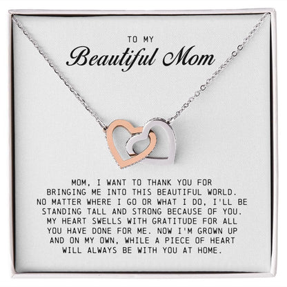 To My Beautiful Mom, Interlocking Hearts Necklace
