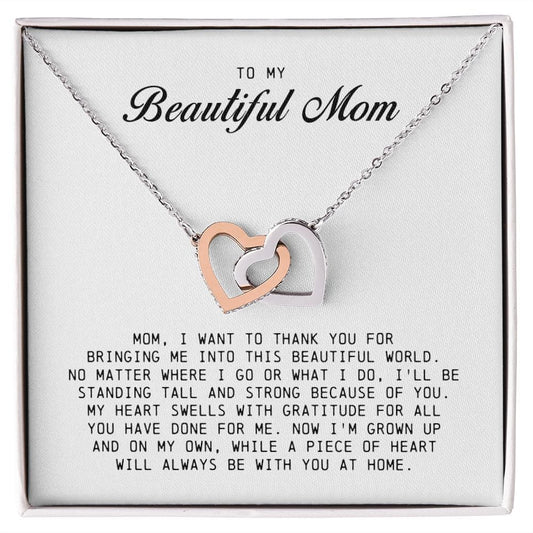 To My Beautiful Mom, Interlocking Hearts Necklace