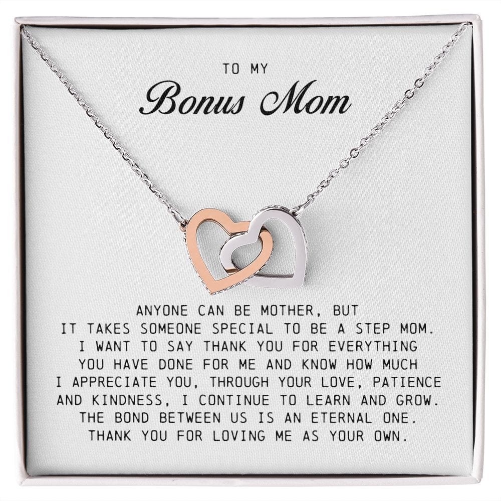 To My Bonus Mom, Interlocking Hearts Necklace