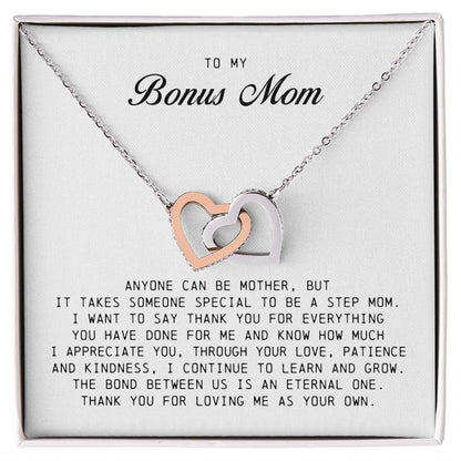 To My Bonus Mom, Interlocking Hearts Necklace