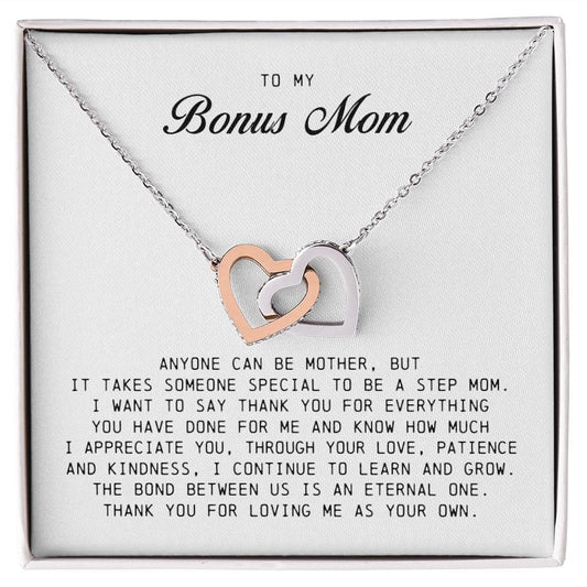 To My Bonus Mom, Interlocking Hearts Necklace