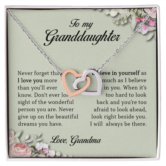 Interlocking Hearts Necklace, To My Granddaughter