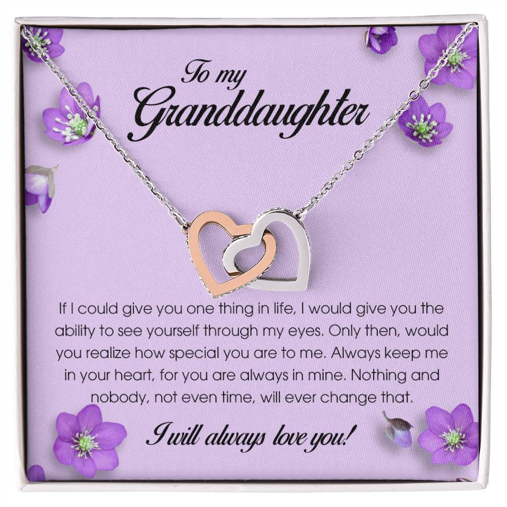 To My Granddaughter, Interlocking Heart Necklace