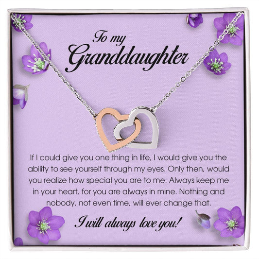 Interlocking Hearts Necklace, To My Granddaughter