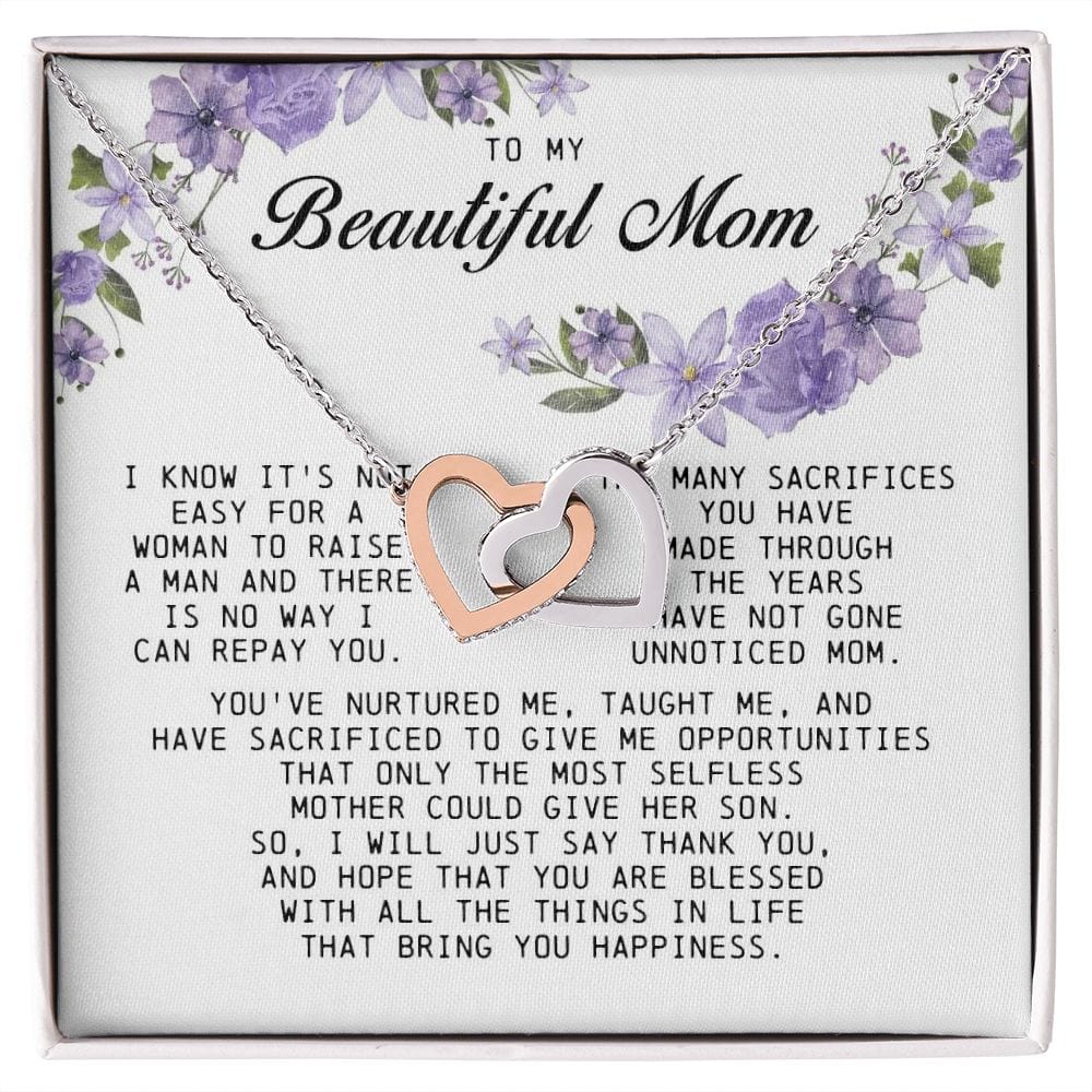 To My Beautiful Mom, Interlocking Hearts Necklace