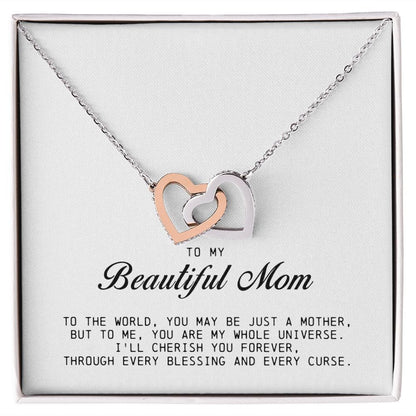 To my Beautiful Mom, Interlocking Hearts Necklace, Mother's Day Gift