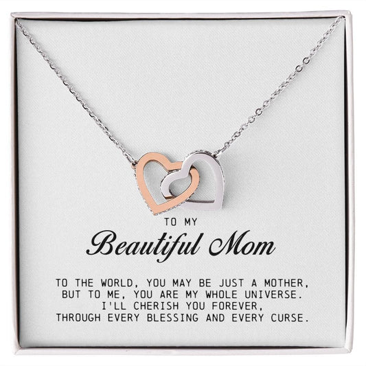 To my Beautiful Mom, Interlocking Hearts Necklace, Mother's Day Gift