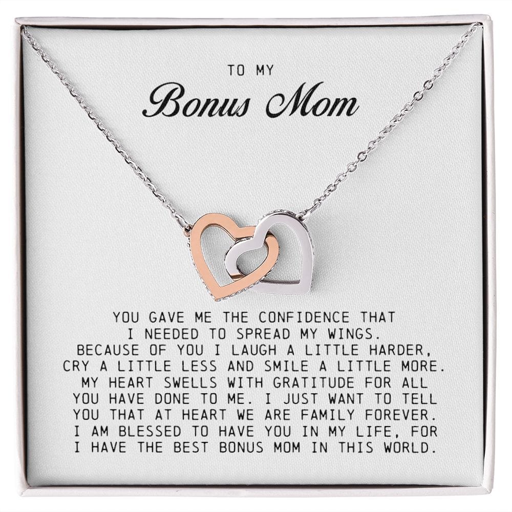 To My Bonus Mom, Interlocking Hearts Necklace